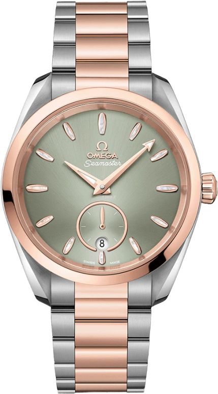 Omega,Aqua Terra 38mm,38mm,Sedna Gold,Stainless Steel,Green,Automatic,Date,Co-Axial Escapement,220,220.20.38.20.10.001