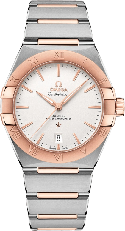 Omega,Constellation 39mm,39mm,Sedna Gold,Stainless Steel,Silver,Automatic,Date,Co-Axial Escapement,131,131.20.39.20.02.001
