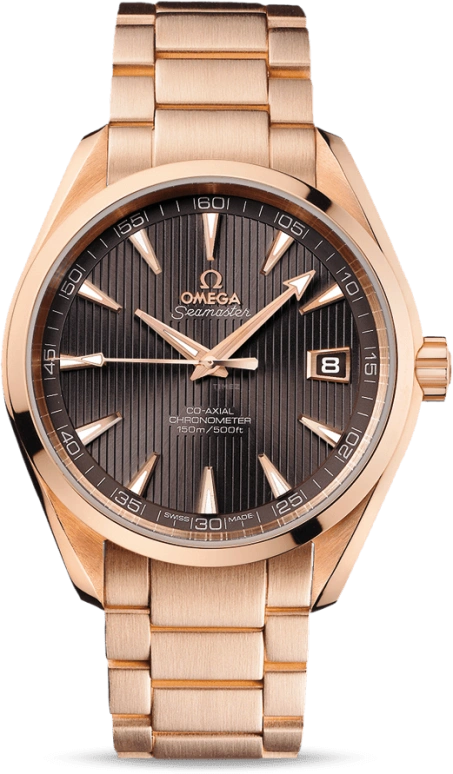 Omega,Aqua Terra 41.50mm,41.50mm,Red Gold,Grey,Automatic,Date,Co-Axial Escapement,231,231.50.42.21.06.001