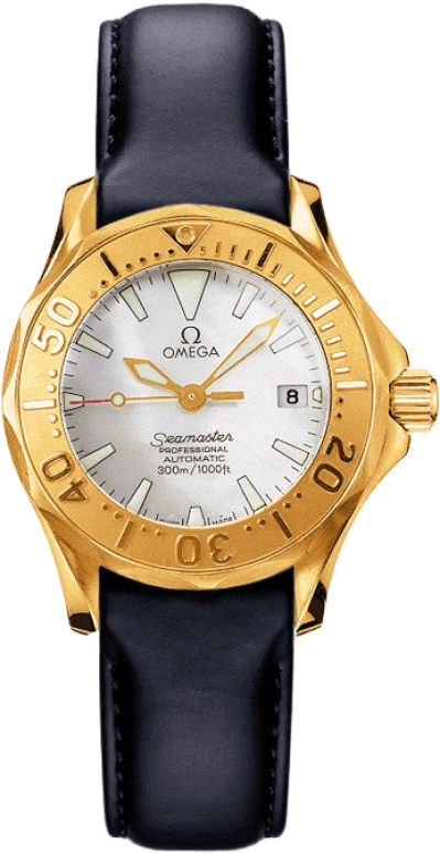Omega,Seamaster Diver 300M 28mm,28mm,Yellow Gold,White,Quartz,Date,26280hours,2672,2672.70.91