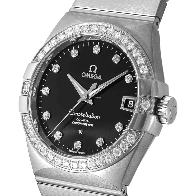 Omega,Constellation 38mm,38mm,White Gold,Black,Automatic,Day,60hours,123,123.55.38.21.51.001