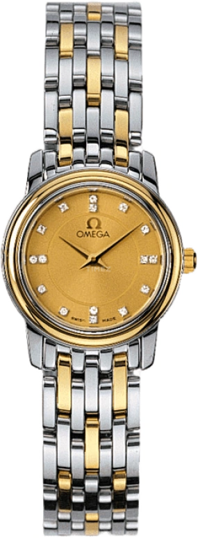 Omega,De Ville 22mm,22mm,Yellow Gold,Stainless Steel,Champagne,Quartz,Day,30000hours,4370,4370.15.00