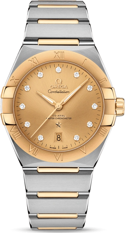Omega,Constellation 39mm,39mm,Yellow Gold,Stainless Steel,Champagne,Automatic,Date,Co-Axial Escapement,131,131.20.39.20.58.001