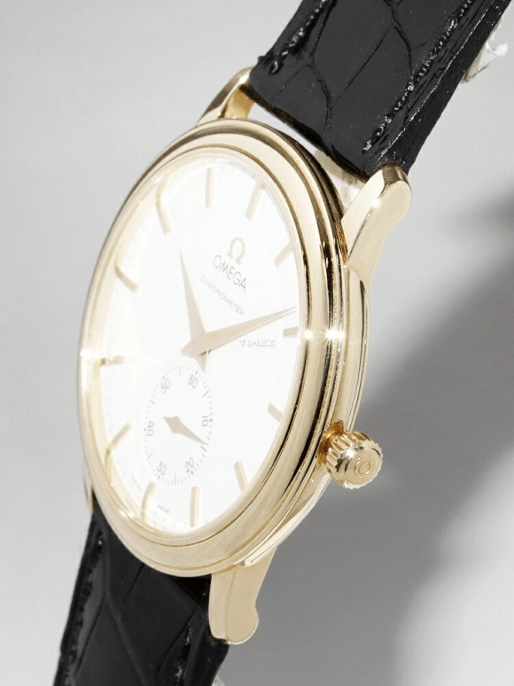 Omega,De Ville 34mm,34mm,Yellow Gold,Silver,White,Handwound,In-house Caliber,Sapphire,125,125.0050