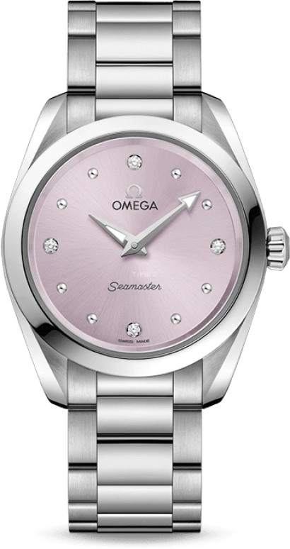 Omega,Aqua Terra 28mm,28mm,Stainless Steel,Purple,Quartz,Day,Zodiac Indications,220,220.10.28.60.60.001