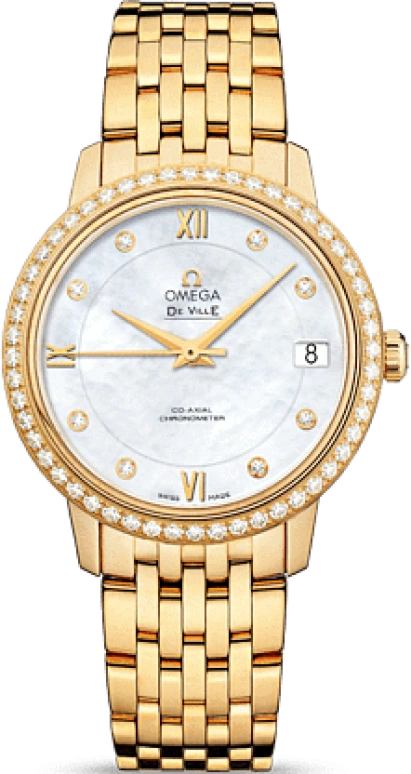 Omega,De Ville 32.70mm,32.70mm,Yellow Gold,White,Automatic,Date,Co-Axial Escapement,424,424.55.33.20.55.001