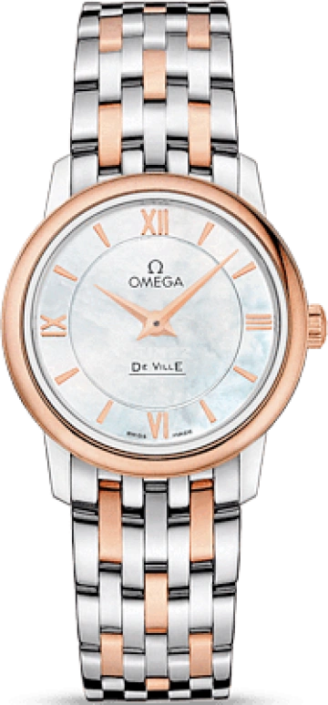 Omega,De Ville 27.40mm,27.40mm,Red Gold,Stainless Steel,White,Quartz,30000hours,In-house Caliber,424,424.20.27.60.05.002