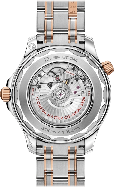 Omega,Seamaster Diver 300M 42mm,42mm,Ceramic,Sedna Gold,Stainless Steel,Black,Automatic,Date,Co-Axial Escapement,210,210.20.42.20.01.001