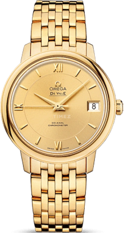 Omega,De Ville 32.70mm,32.70mm,Yellow Gold,Champagne,Automatic,Date,Co-Axial Escapement,424,424.50.33.20.08.001