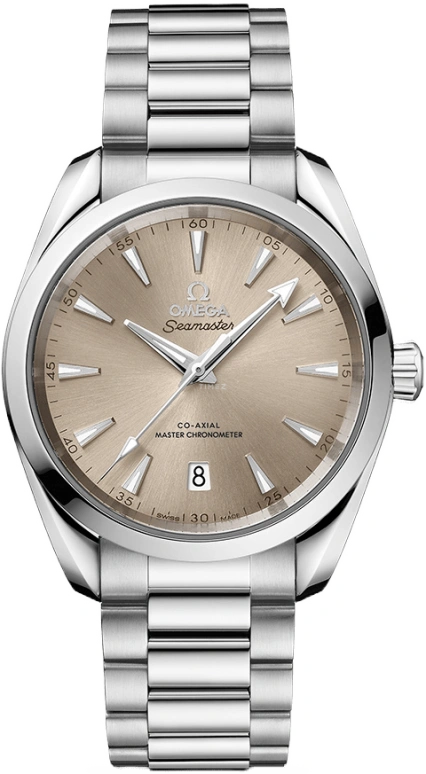 Omega,Aqua Terra 38mm,38mm,Stainless Steel,Beige,Automatic,Date,Co-Axial Escapement,220,220.10.38.20.09.001