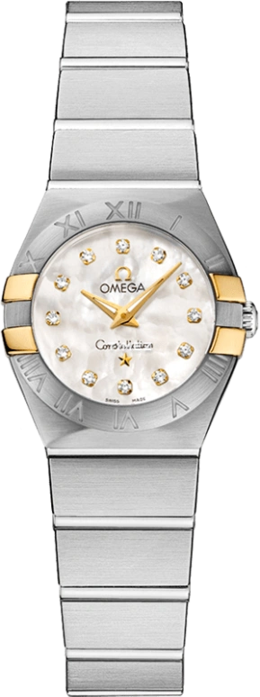 Omega,Constellation 24mm,24mm,Yellow Gold,Stainless Steel,White,Quartz,30000hours,In-house Caliber,123,123.20.24.60.55.006