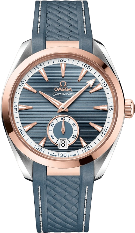 Omega,Aqua Terra 41mm,41mm,Sedna Gold,Stainless Steel,Blue,Automatic,Date,Co-Axial Escapement,220,220.22.41.21.03.001