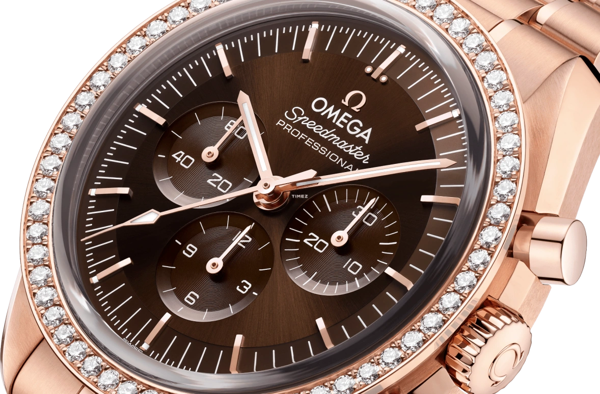 Omega,Speedmaster Moonwatch 42mm,42mm,Sedna Gold,Coffee,Handwound,Chronograph,50hours,310,310.55.42.50.13.001
