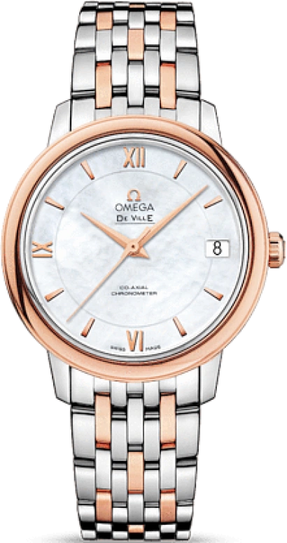 Omega,De Ville 32.70mm,32.70mm,Red Gold,Stainless Steel,White,Automatic,Date,Co-Axial Escapement,424,424.20.33.20.05.002
