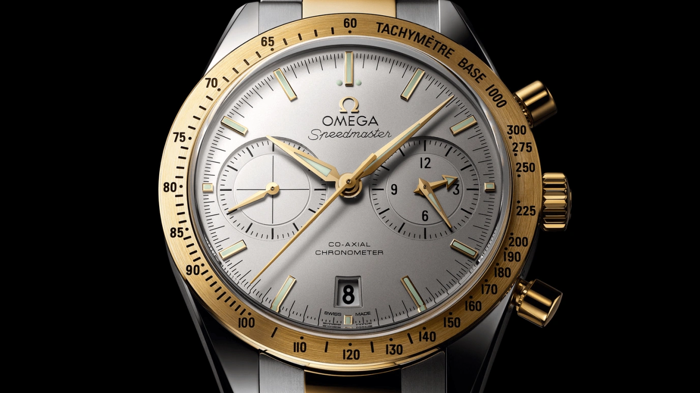 Omega,Speedmaster (Non-Moonwatch) 41.50mm,41.50mm,Yellow Gold,Stainless Steel,Silver,Automatic,Chronograph,Date,Co-Axial Escapement,Column Wheel,60hours,In-house Caliber,331,331.20.42.51.02.001