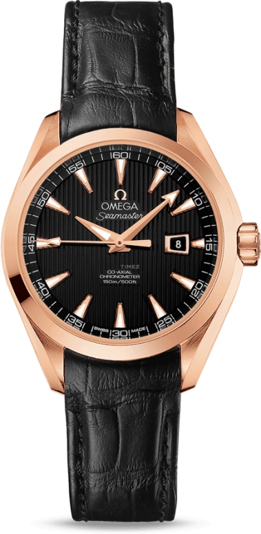 Omega,Aqua Terra 34mm,34mm,Red Gold,Black,Automatic,Date,Co-Axial Escapement,231,231.53.34.20.01.002