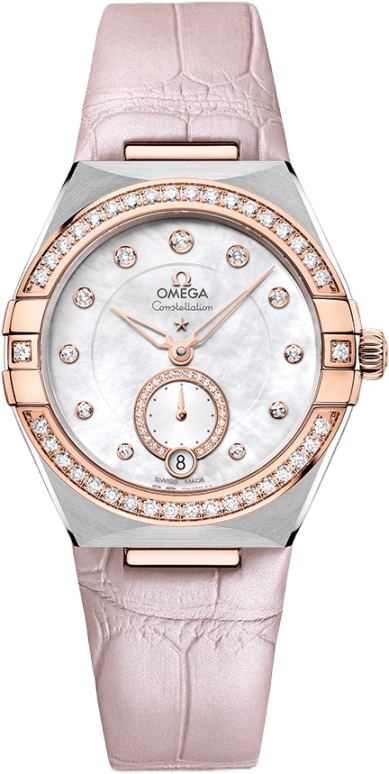 Omega,Constellation 34mm,34mm,Sedna Gold,Stainless Steel,White,Automatic,Date,Co-Axial Escapement,131,131.28.34.20.55.001