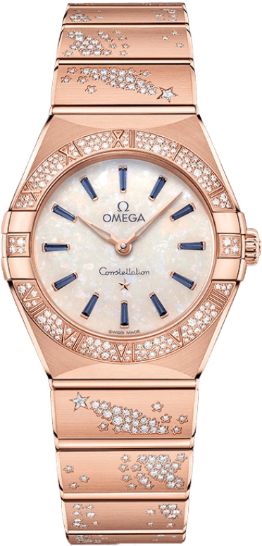 Omega,Constellation 28mm,28mm,Sedna Gold,White,Quartz,In-house Caliber,Sapphire,Crystal Glass,131,131.55.28.60.99.002