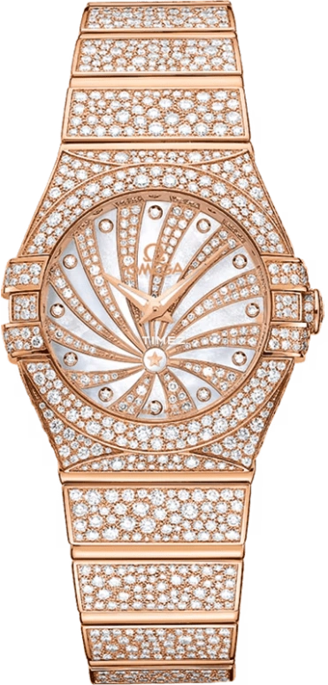 Omega,Constellation 27mm,27mm,Red Gold,White,Quartz,30000hours,In-house Caliber,123,123.55.27.60.55.009