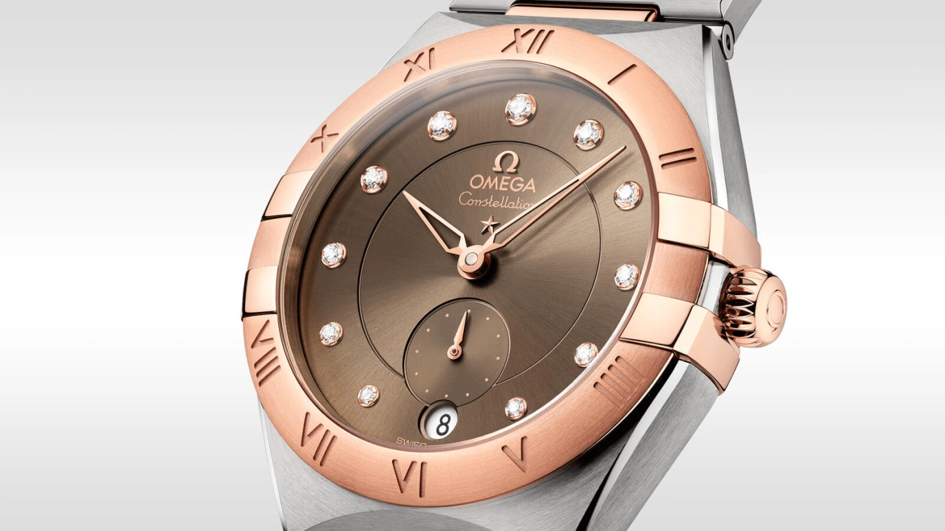 Omega,Constellation 34mm,34mm,Sedna Gold,Stainless Steel,Brown,Automatic,Date,Co-Axial Escapement,131,131.20.34.20.63.001
