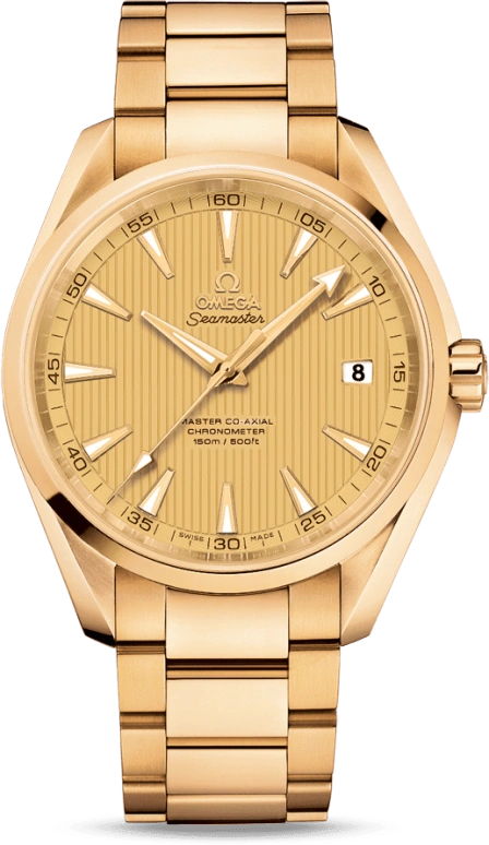 Omega,Aqua Terra 41.50mm,41.50mm,Yellow Gold,Champagne,Automatic,Date,Co-Axial Escapement,231,231.50.42.21.08.001