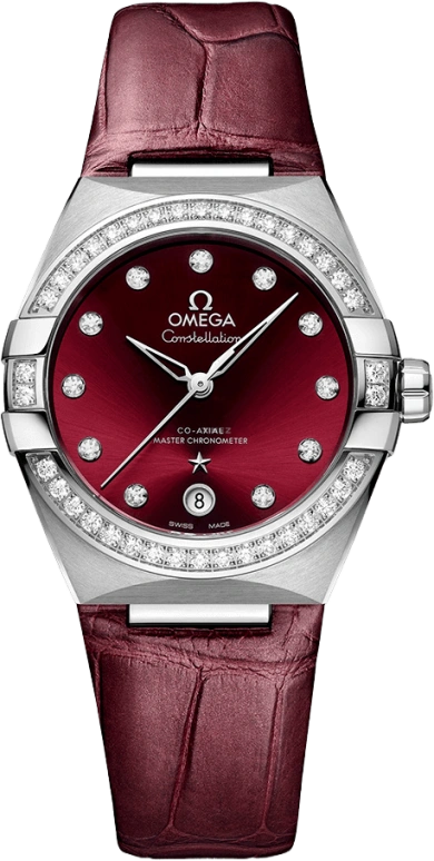 Omega,Constellation 36mm,36mm,Stainless Steel,Red,Automatic,Date,Co-Axial Escapement,131,131.18.36.20.61.001