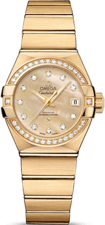 Omega,Constellation 27mm,27mm,Yellow Gold,Champagne,Automatic,Date,Co-Axial Escapement,123,123.55.27.20.57.002
