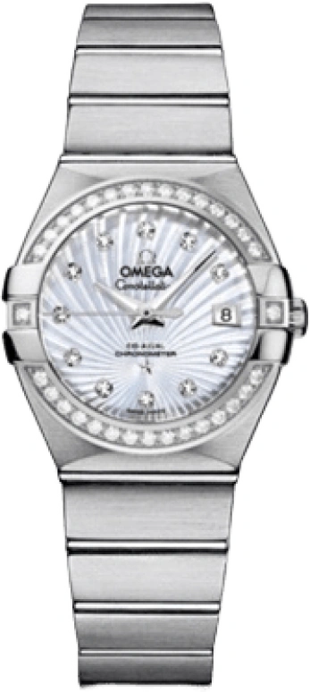 Omega,Constellation 27mm,27mm,Stainless Steel,Silver White,Automatic,Date,Zodiac Indications,Co-Axial Escapement,123,123.15.27.20.55.001