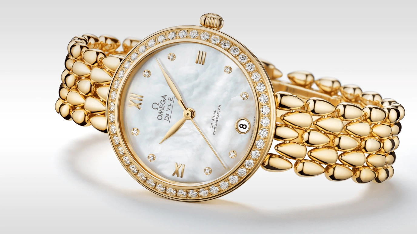 Omega,De Ville 32.70mm,32.70mm,Yellow Gold,White,Automatic,Date,Co-Axial Escapement,424,424.55.33.20.55.009