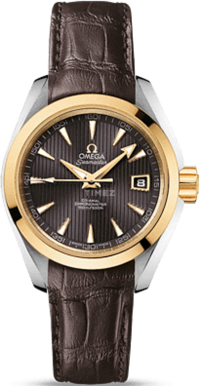 Omega,Aqua Terra 30mm,30mm,Yellow Gold,Stainless Steel,Grey,Automatic,Date,Zodiac Indications,Co-Axial Escapement,231,231.23.30.20.06.002