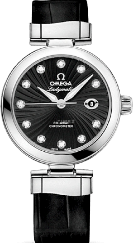 Omega,LadyMatic 34mm,34mm,Stainless Steel,Black,Automatic,Date,Zodiac Indications,Co-Axial Escapement,425,425.33.34.20.51.001