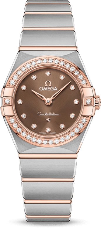 Omega,Constellation 25mm,25mm,Sedna Gold,Stainless Steel,Brown,Quartz,Day,Zodiac Indications,131,131.25.25.60.63.001