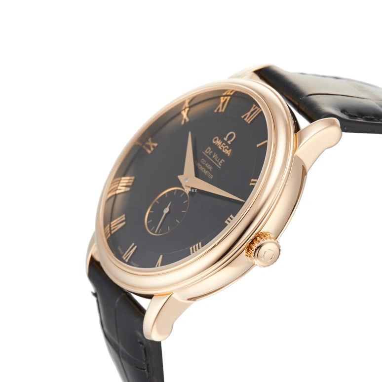 Omega,De Ville 39mm,39mm,Red Gold,Black,Automatic,48hours,In-house Caliber,4614,4614.50.01