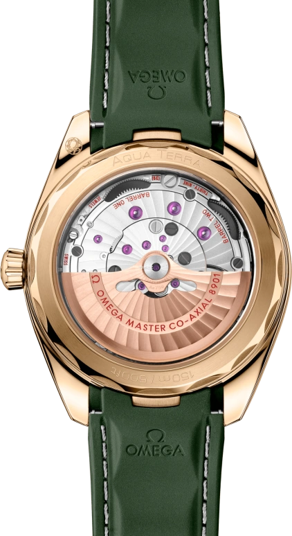 Omega,Aqua Terra 41mm,41mm,Moonshine Gold,Green,Automatic,Day,Anti-magnetic,220,220.52.41.21.10.001