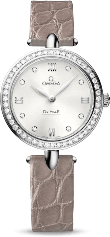 Omega,De Ville 27.40mm,27.40mm,Stainless Steel,Silver,Quartz,Day,Zodiac Indications,424,424.18.27.60.52.001