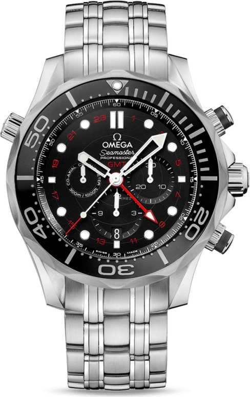 Omega,Seamaster Diver 300M 44mm,44mm,Stainless Steel,Black,Automatic,Chronograph,Date,Co-Axial Escapement,Column Wheel,55hours,In-house Caliber,212,212.30.44.52.01.001