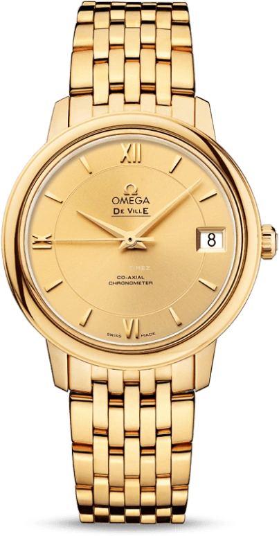 Omega,De Ville 32.70mm,32.70mm,Yellow Gold,Champagne,Automatic,Date,Co-Axial Escapement,424,424.50.33.20.08.001