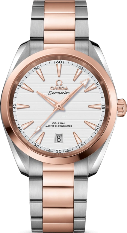Omega,Aqua Terra 38mm,38mm,Sedna Gold,Stainless Steel,Silver,Automatic,Date,Co-Axial Escapement,220,220.20.38.20.02.001