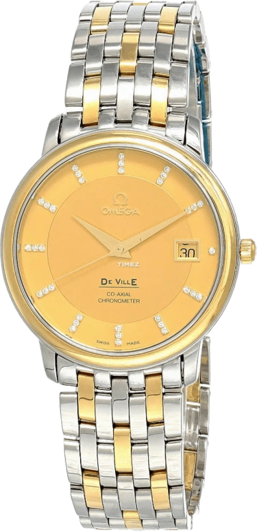 Omega,De Ville 36.50mm,36.50mm,Yellow Gold,Stainless Steel,Champagne,Automatic,Day,48hours,4374,4374.15.00