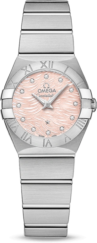Omega,Constellation 24mm,24mm,Stainless Steel,Pink,Quartz,30000hours,In-house Caliber,123,123.10.24.60.57.002