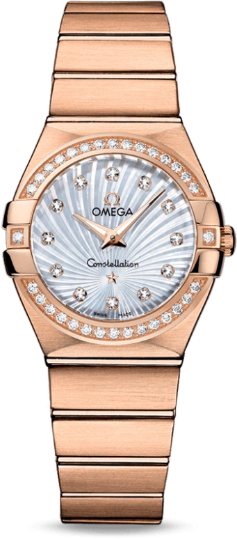 Omega,Constellation 27mm,27mm,Red Gold,White,Quartz,30000hours,In-house Caliber,123,123.55.27.60.55.001