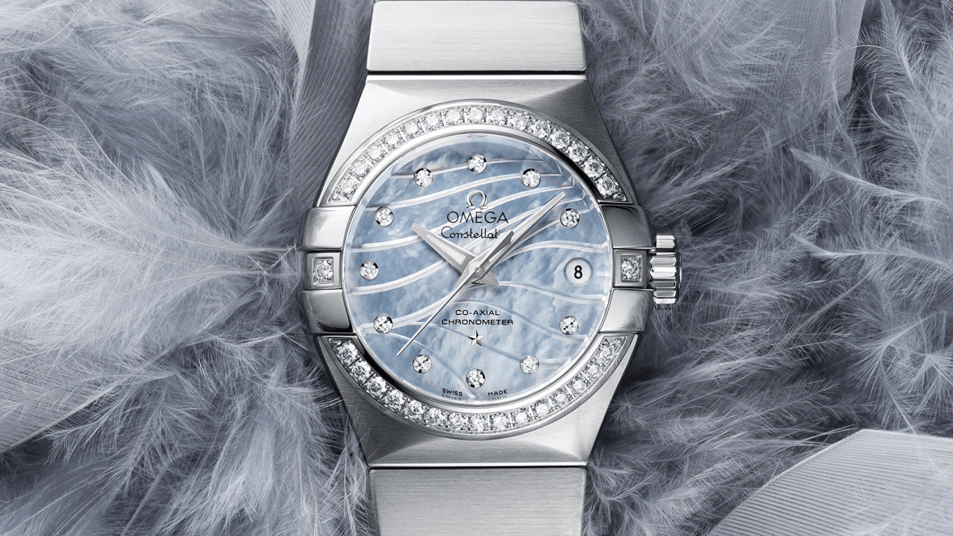 Omega,Constellation 27mm,27mm,Stainless Steel,Blue,Automatic,Date,Zodiac Indications,Co-Axial Escapement,123,123.15.27.20.57.001