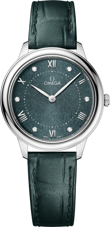 Omega,De Ville 30mm,30mm,Stainless Steel,Turquoise,Green,Quartz,In-house Caliber,Sapphire,434,434.13.30.60.60.001