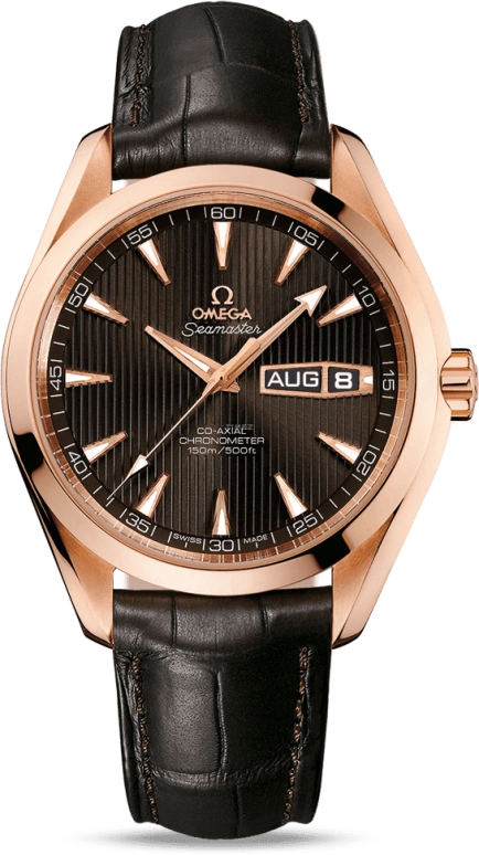 Omega,Aqua Terra 43mm,43mm,Red Gold,Grey,Automatic,Annual Calendar,Month,Date,Co-Axial Escapement,60hours,In-house Caliber,231,231.53.43.22.06.001