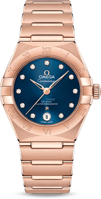 Omega,Constellation 29mm,29mm,Sedna Gold,Blue,Automatic,Date,Co-Axial Escapement,131,131.50.29.20.53.001