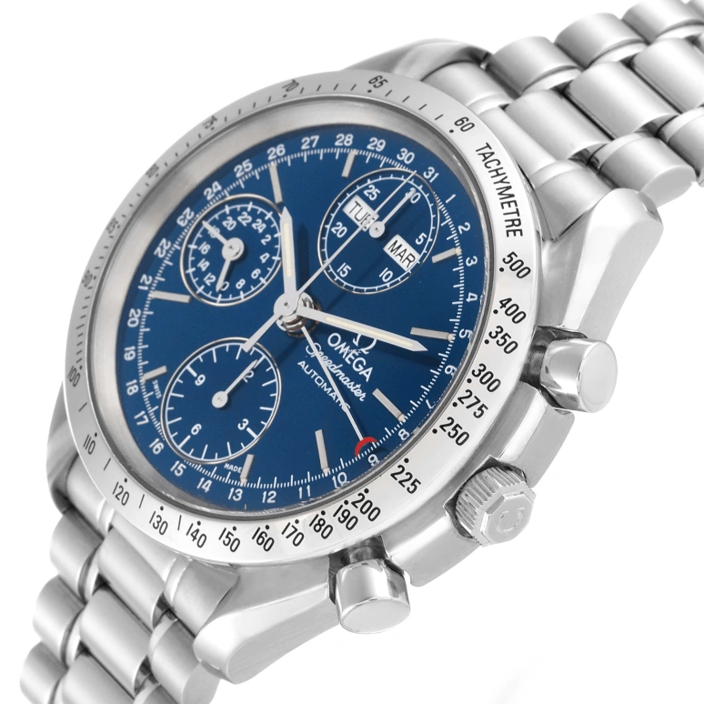 Omega,Speedmaster 39mm,39mm,Stainless Steel,Blue,Automatic,Chronograph,Month,Date,Day,42hours,In-house Caliber,3521,3521.80.00