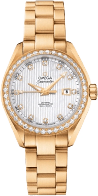 Omega,Aqua Terra 34mm,34mm,Yellow Gold,White,Automatic,Date,Co-Axial Escapement,231,231.55.34.20.55.001