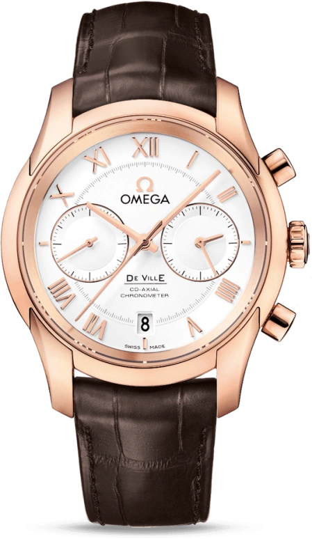 Omega,De Ville 42mm,42mm,Red Gold,Silver,Automatic,Chronograph,Date,Co-Axial Escapement,Column Wheel,60hours,In-house Caliber,431,431.53.42.51.02.001
