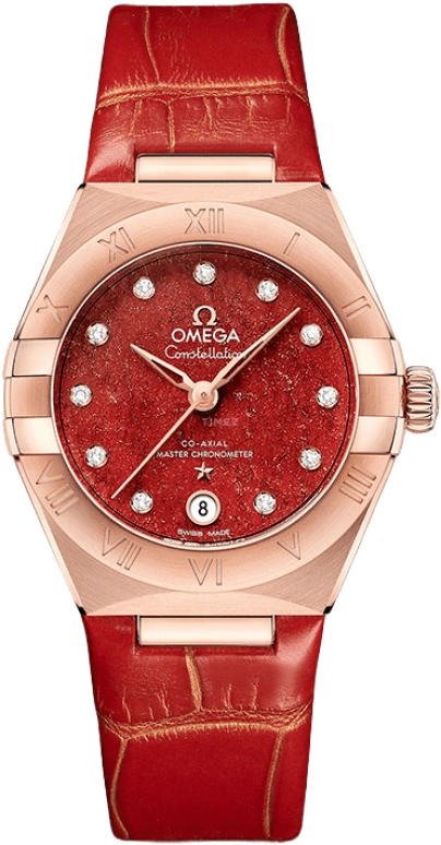 Omega,Constellation 29mm,29mm,Sedna Gold,Red,Automatic,Date,Co-Axial Escapement,131,131.53.29.20.99.003
