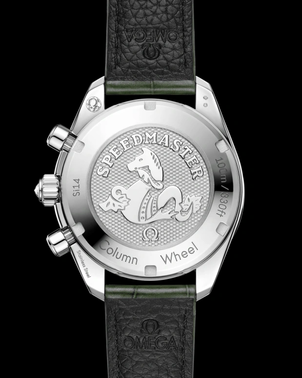 Omega,Speedmaster 38mm,38mm,Stainless Steel,Green,Automatic,Chronograph,Day,324,324.18.38.50.60.001